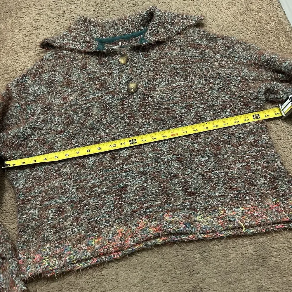 Free People Women's Stellar Collared Textured Sweater Size Medium